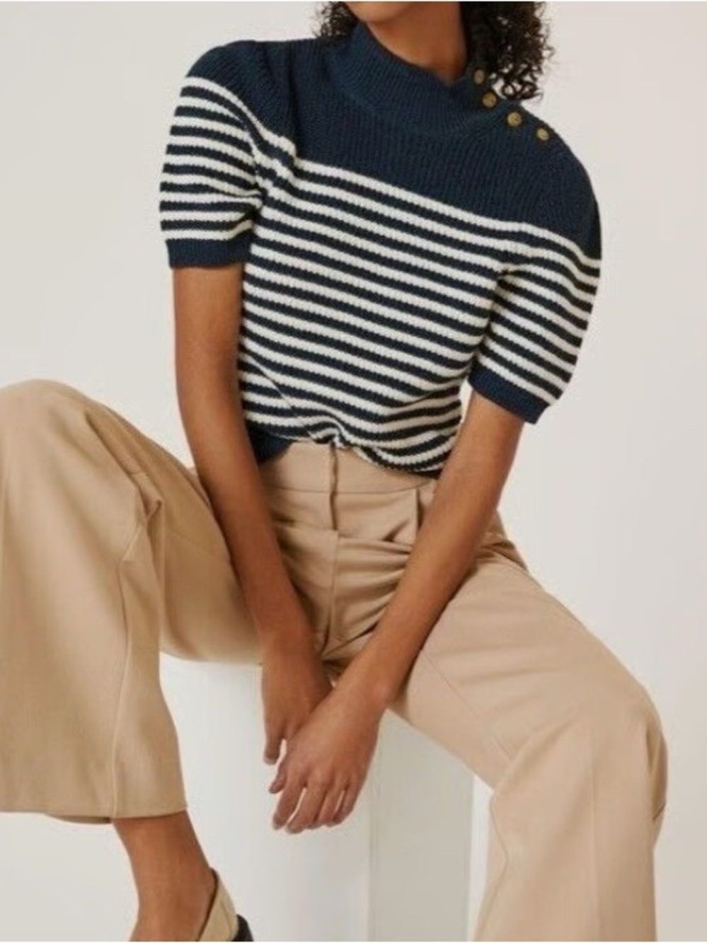 Anthropologie Maeve Divendra Knit Short Sleeve Sweater Top Women’s Medium